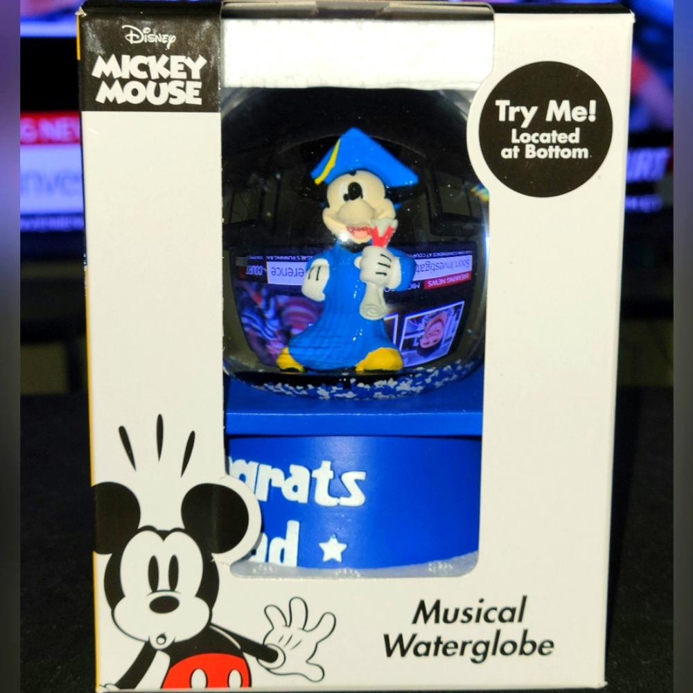 DISNEY MICKEY MOUSE Musical Wind Me Up Water Globe